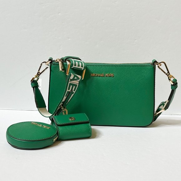 MICHAEL KORS JET SET TRAVEL SMALL CROSSBODY BAG WITH TECH PALMETTO GREEN - Picture 2 of 12